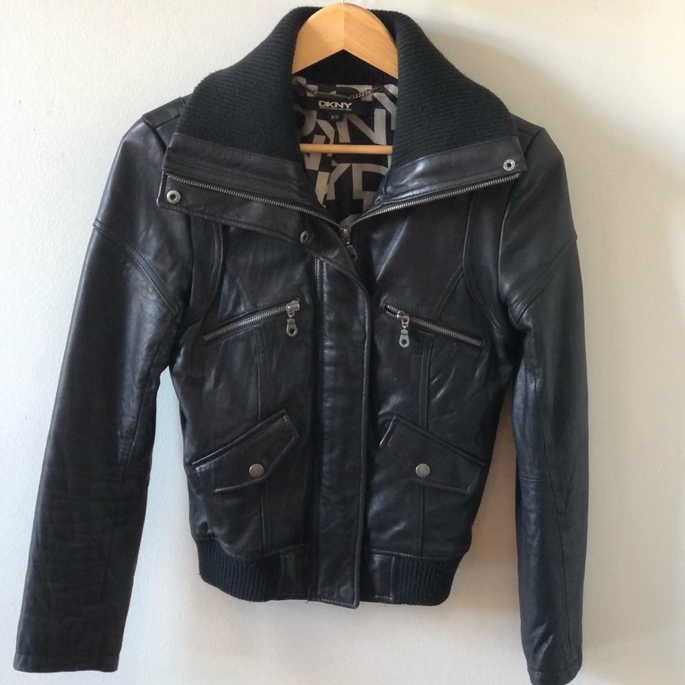 Leather bomber jacket
